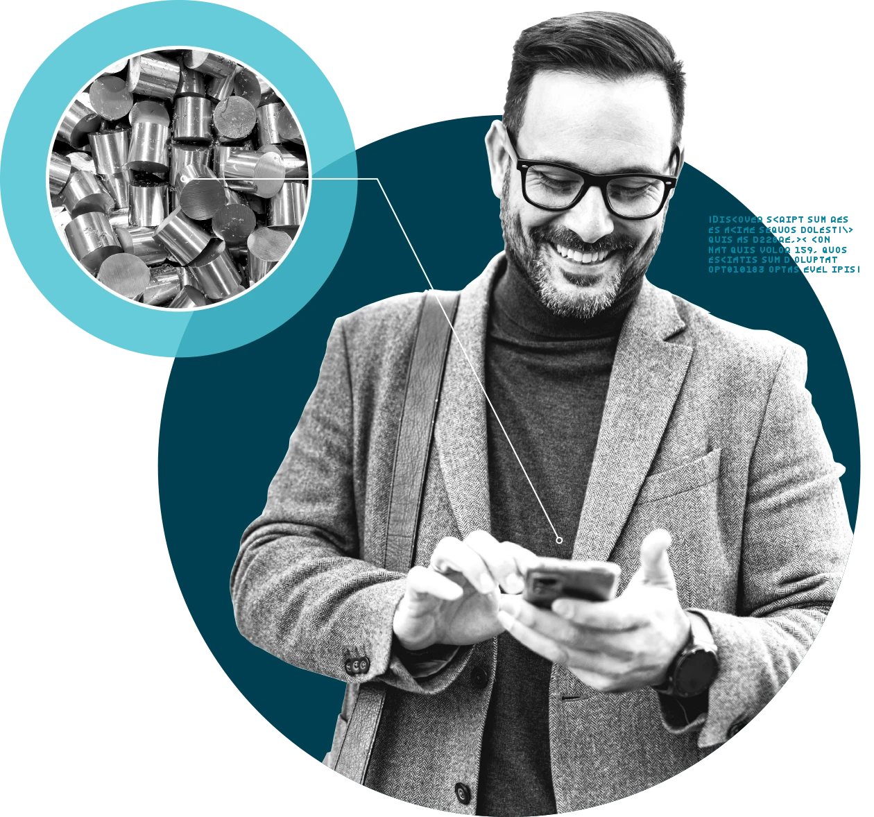 illustration of a business man using a smart phone